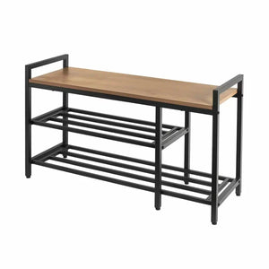 Neatfreak Entryway Shoe Bench with Wood Top & 2-Tier Metal Shelves