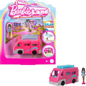 Coffret de jeu interactif Mini Barbie Land (5 pièces) avec poupée de 3,8 cm