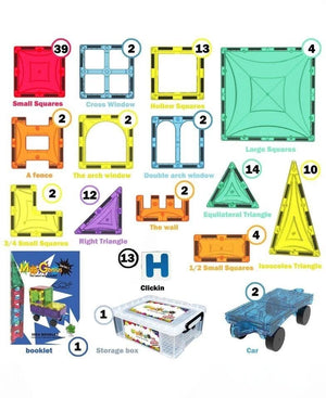 Mag-Genius Magnetic Building Tiles 120-Piece Set | STEM Construction Toy | Ages 3+