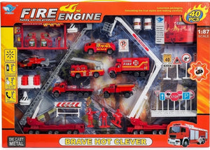 Coffret de voiture avec accessoires - Pompiers et secours 40 pièces