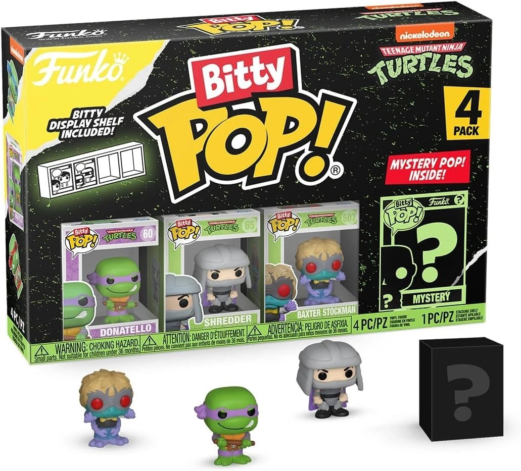 Funko Bitty POP! TMNT Pack de 4 - Donatello, Shredder, Baxter Stockman + Figurine mystère