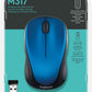 Logitech M317 Wireless Mouse | Unifying Receiver | 12-Month Battery | Compact | Blue