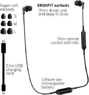 Panasonic RP-HJE120B-K Bluetooth In-Ear Earbuds | Built-In Microphone | Secure Fit | Black