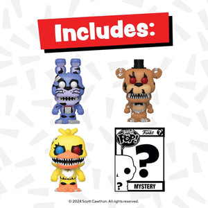 Funko Bitty Pop! Nightmare Bonnie 4-Pack | Five Nights at Freddy's Nightmare Bonnie, Chica, Freddy + Mystery Figure