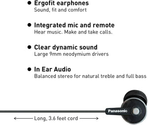 Écouteurs Panasonic avec microphone noirs