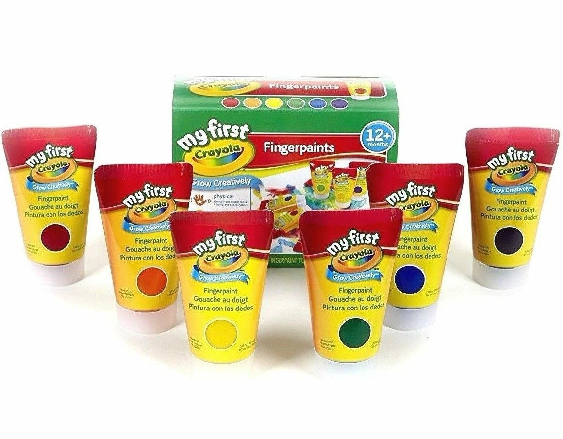 Peinture à doigts lavable Crayola, 6 tubes faciles à presser