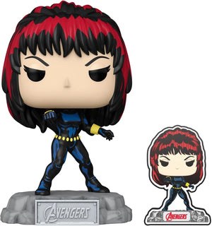 Funko Pop! & Pin Black Widow | Marvel Avengers 60th Anniversary Vinyl Figure + Enamel Pin