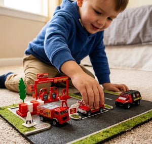 Big Daddy Mini Fire Crew 17-Piece Playset | 1:87 Scale | Fire Trucks & Accessories (style may vary)