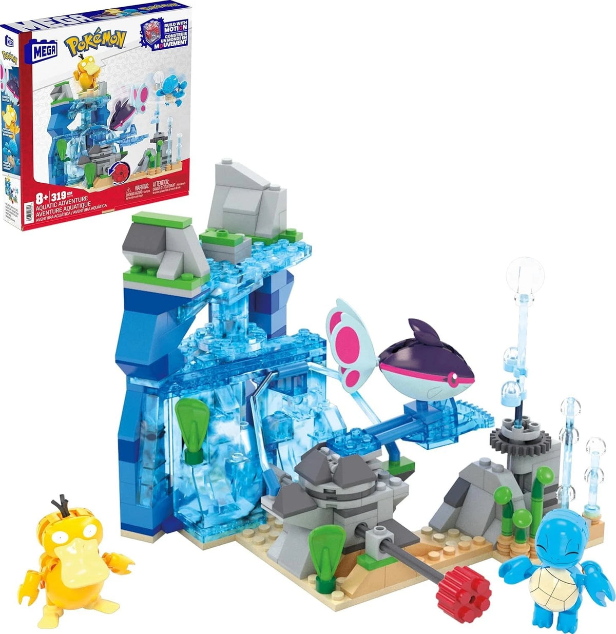 MEGA Pokémon Aquatic Adventure Building Set | 319 Pieces, Squirtle, Psyduck & Finneon