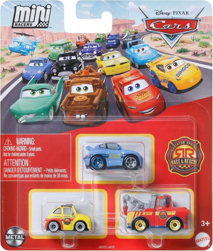 Disney Pixar Cars Mini Racers 3-Pack | Sally, Luigi & Mater | 1:87 Die-Cast
