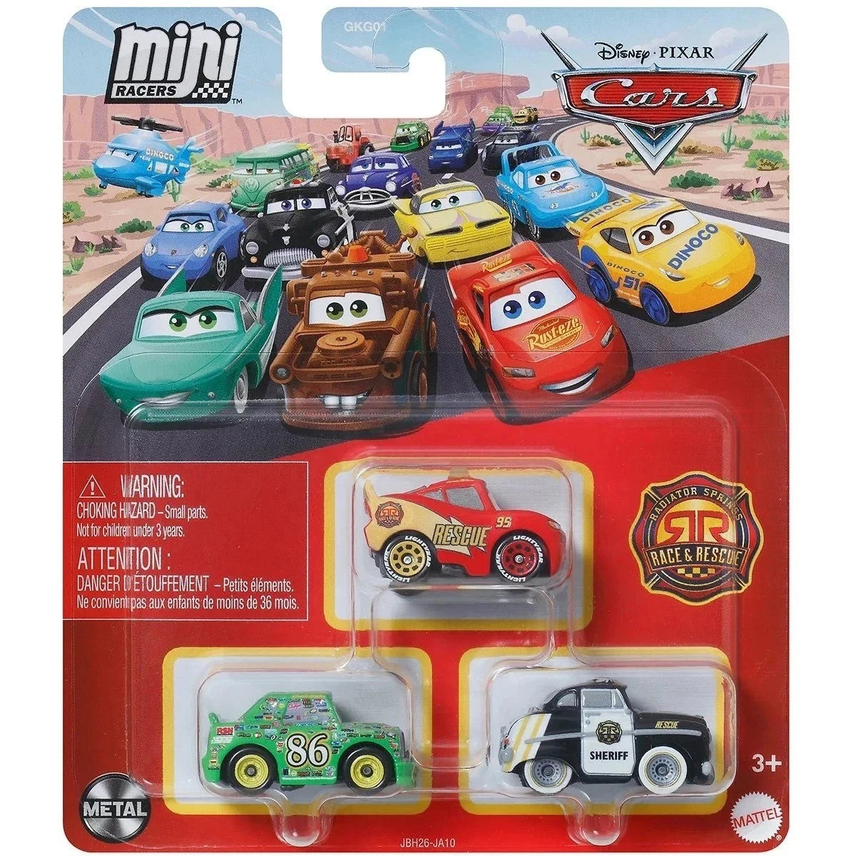Coffret de 3 mini-voitures Disney Pixar Cars : Flash McQueen, Chick Hicks et le shérif