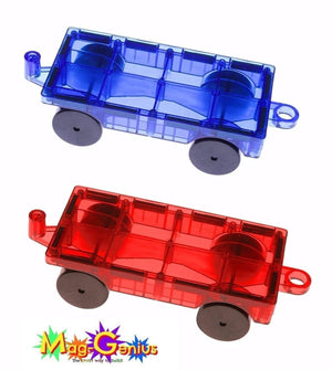 Mag-Genius Tiles Voiture Camion Train Coffret Rouge/Bleu