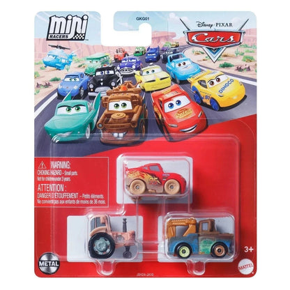 Coffret de 3 mini-voitures Disney Pixar Cars : Tracteur, Flash McQueen et Martin couverts de boue