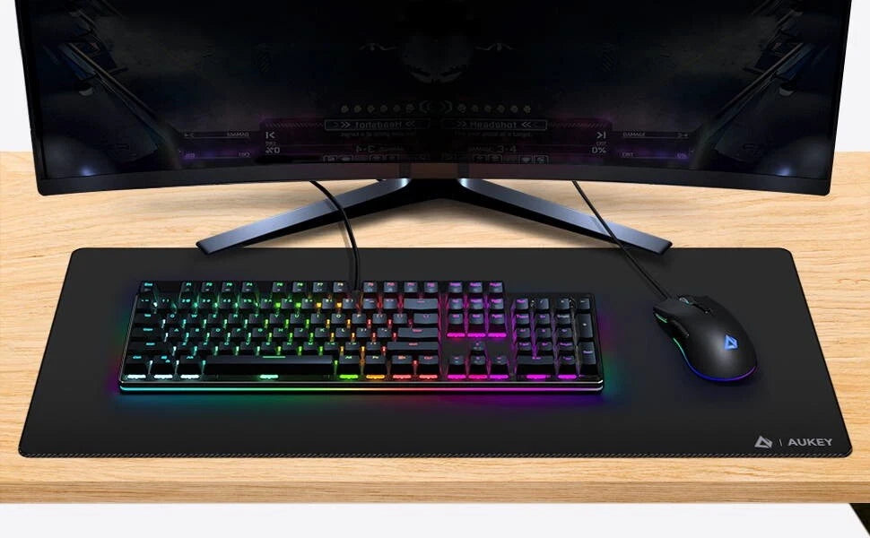 AUKEY KM-P2 XXL Gaming Keyboard & Mouse Pad Mat – Black 30 x 80cm
