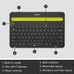 Clavier sans fil multi-appareils Logitech K480, Bluetooth, noir