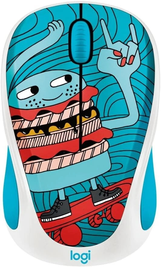 Logitech m317c Wireless Mouse Skate Burger Doodle Collection