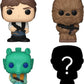 Coffret Funko Bitty POP! Star Wars de 4 figurines : Han Solo, Chewbacca, Greedo et une figurine mystère.