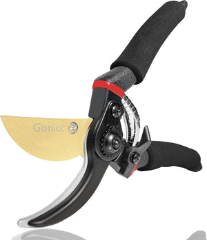 Gonicc 8" Professional Bypass Secateurs | Titanium Blade | Ergonomic Non-Slip Handles | Pruning Shears