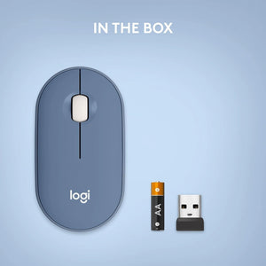 Souris sans fil Logitech Pebble, Bluetooth, bleuet