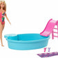 Poupée Barbie et piscine avec toboggan et accessoires