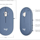 Souris sans fil Logitech Pebble, Bluetooth, bleuet
