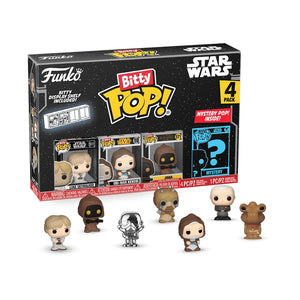 Funko Bitty Pop! Luke Skywalker, Obi-Wan Kenobi & Jawa 4-Pack | Star Wars + Mystery Figure