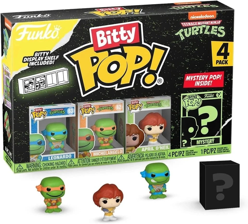 Funko Bitty POP! TMNT Pack de 4 - Leonardo, Michelangelo, April + Mini Mystère