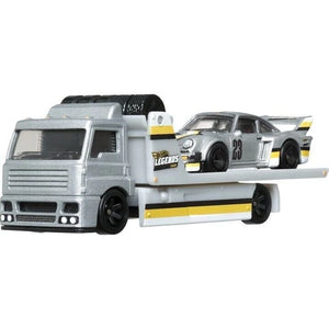 Hot Wheels Legends Team Transport | Porsche 934.5 & Fleet Street Hauler | Real Riders | 1:64 Scale | Adult Collector