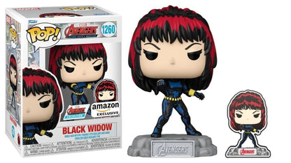 Funko Pop! & Pin Black Widow | Marvel Avengers 60th Anniversary Vinyl Figure + Enamel Pin