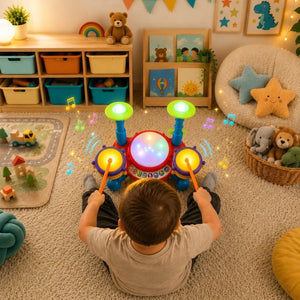 Play Baby Big Beat Drum Set | 8 Play Modes | LED Light-Up Pads | 2 Drumsticks Included