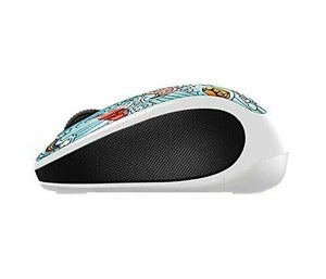 Logitech M317 Party Collection Wireless Mouse | Bae-Bee Blue Doodle | Compact | Nano Receiver