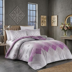 Adriana - Lilac Luxury King Size Duvet Bedding Cover Set – Ranforce cotton – 2 Pillowcases